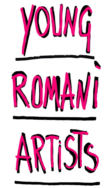 Schriftzug in pink schwarz Young Romani Artists