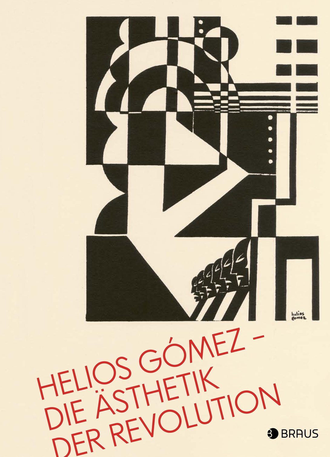 grafisches Buchcover, schwarz/weiß mit roter Titelschrift