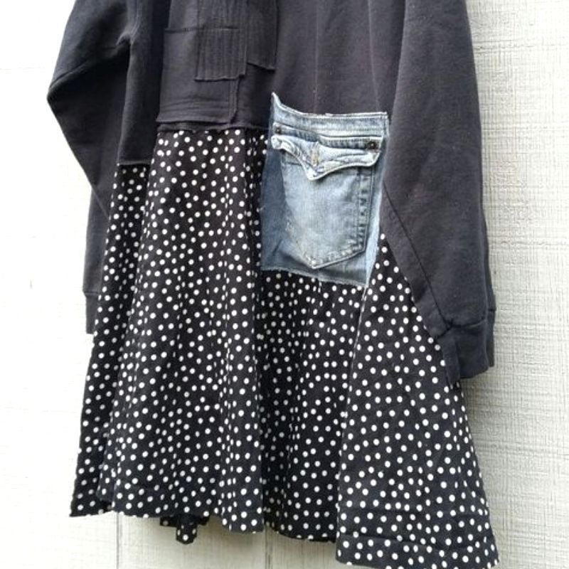 Patchwork Kleid in dunklen Farben