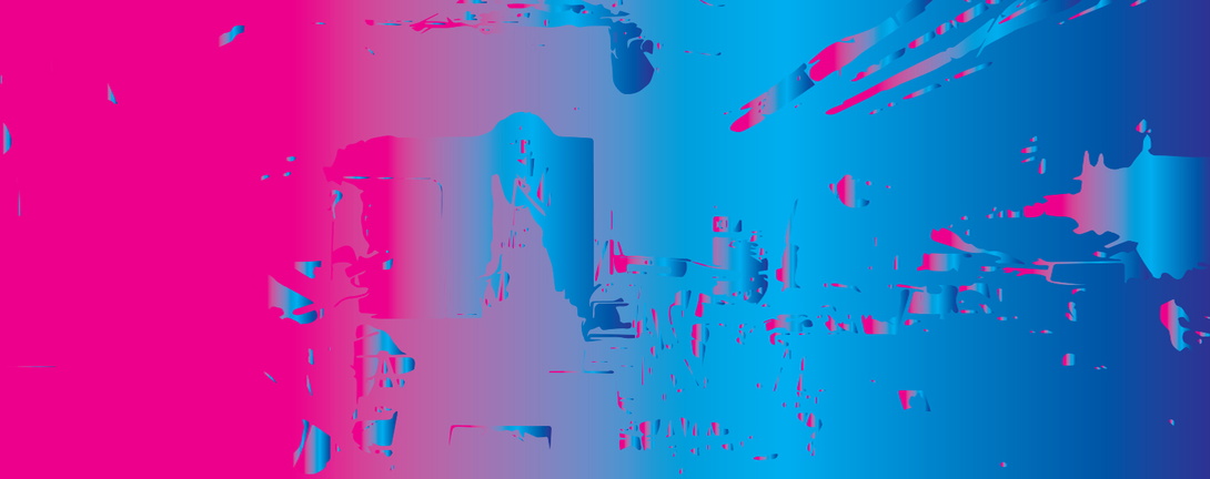 Fläche in rosa und blau, mäandernde Formen