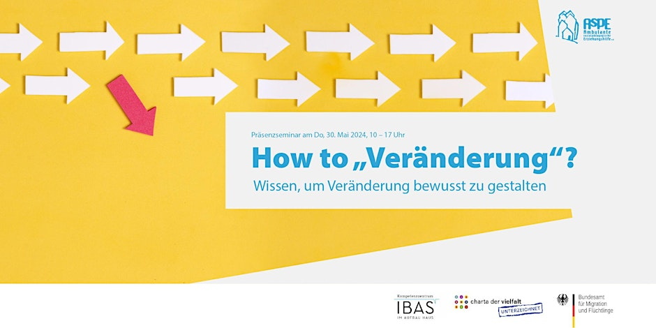 gelbe Grafik mit Pfeilen und Schriftzug "How to Veränderung"?