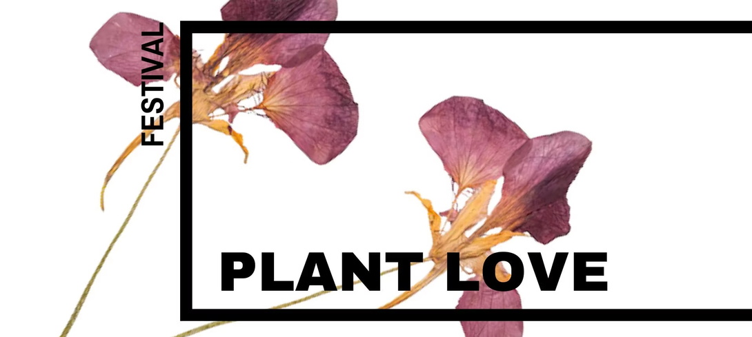 rosa Blumen mit schwarzer Schrift Plant Love